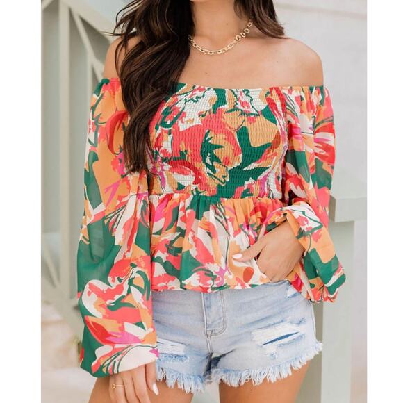 Pink Lily Green Floral Colorful Dress M - Picture 2 of 7